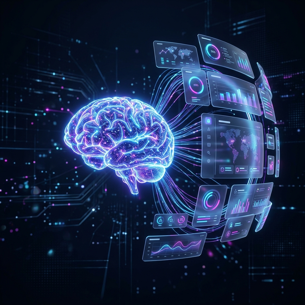 AI Agent glowing brain connected to CRM
